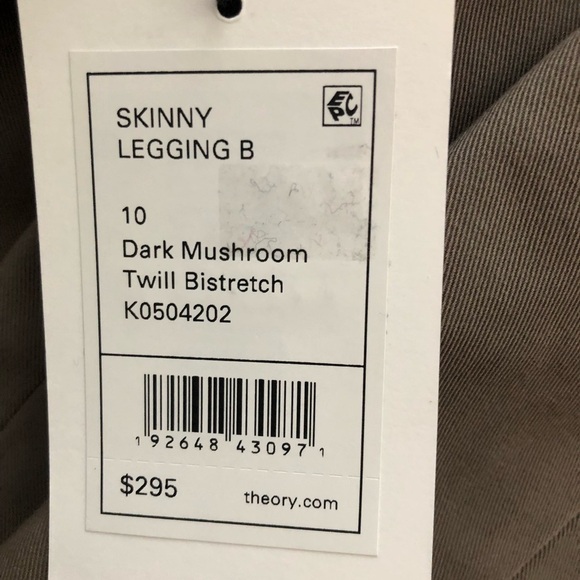 Theory Women's Skinny Legging Pants Dark Mushroom Size 10 - Picture 8 of 8